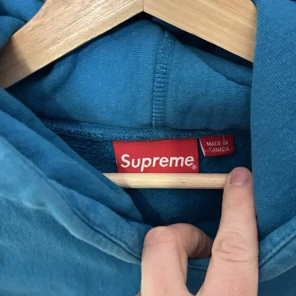 Supreme Sleeve Embroidery Hooded Sweatshirt “Dark Aqua” SS18